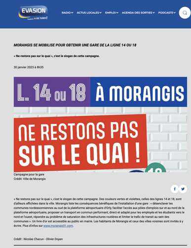Article du Républicain Essonne en ligne (02/02/2023) Article du Républicain Essonne en ligne (02/02/2023)