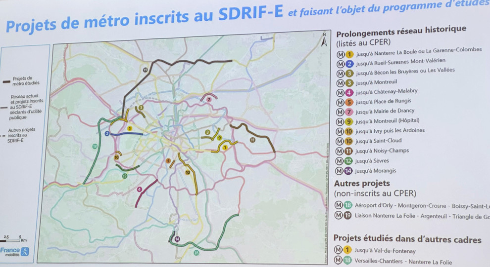 Plan métro avec nouvelles lignes et prolongement