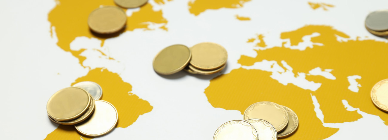 Argent sur la carte du monde