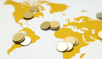Argent sur la carte du monde